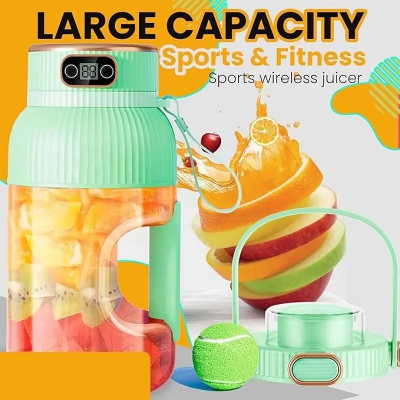 Portable Smoothie Blender, 1 Count 40oz LargeCapacity Fruit & Vegetable Blender, USBRechargeable Juicer Cup for Home OfficeOutdoor Camping 5