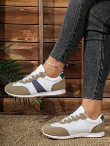 Women's Fashionable Colorblock Lace Up Sneakers, Casual Comfortable Breathable Sports Running Shoes, Female All-match Round Toe Shoes for Daily Wear