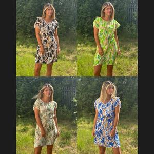 One size 8-14 Women's Swirl Pattern Dresses with Thin Rope Belt - Casual Summer Floral Wear for Comfort - Womenswear