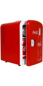 Product Introduction of Coca Cola Mini Fridge For Bedrooms 4L Small Fridge 6 Can Table Top Fridge Quiet Mini Fridges For Skincare Office Food Drinks Kids Home Car & Travel 12v Portable Cooler Warmer Refrigerator, PB Red 19