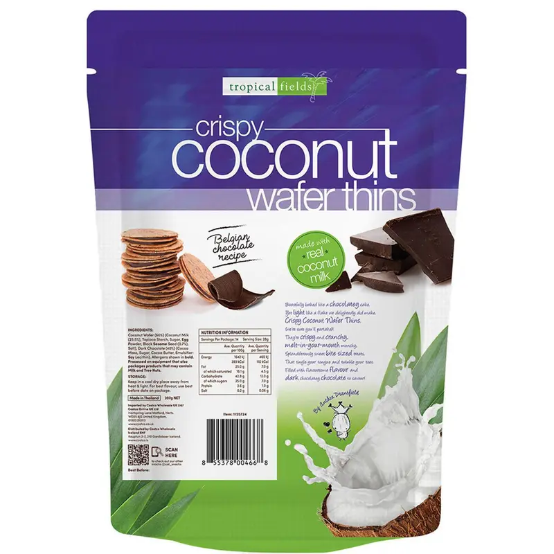 Tropical Fields Coconut Wafer Thins with Dark Chocolate Light Crisp Pack 397g 2