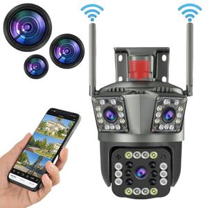 2.4G WiFi Outdoor Security Camera, 4K Outdoor Security Camera, CCTV Camera IPC360, 360° PTZ Home Security Cameras with 2-way Talk & Motion-Detection, Camera Security, Outdoor Monitoring, Dual Lens Surveillance