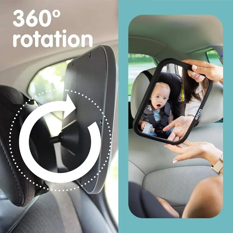Baby Car Mirror for Back Seat – Shatterproof Rear View Mirror for Infant Safety – Adjustable Wide Angle View for Rear Facing Car Seats – Crash-Tested Newborn Essentials – Easy Installation for Babies, Toddlers, Kids, and Pet Monitoring, Baby Essentials 7