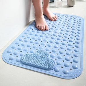 Light Blue Non-slip Bath Mat, 1 Count Soft Bathroom Mat with Massage Bubble, Stain Resistant Mat, Quick Drying Bathroom Mat, Bathroom Drying Doormat, Fashionable Bathroom Decor for Hotel and Home Use, Household Items, Bathroom Accessory