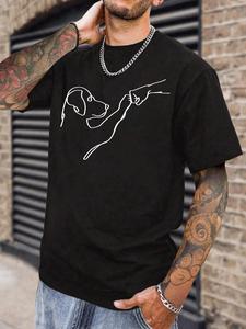 Men's Dog Print Short Sleeve Tee, Loose Casual Comfy Round Neck T-shirt for Summer, Fashion Men's Top for Daily Wear