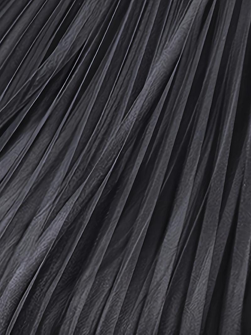 Product Introduction of Polly Pocket Skirt Women'S Chic A-Line Pleated Skirt, 100% Polyester Knit Fabric, Solid Color, Elastic Waist, All-Season, Breathable Mesh Lining, 24g/m² - Elegant Midi Skirt 8