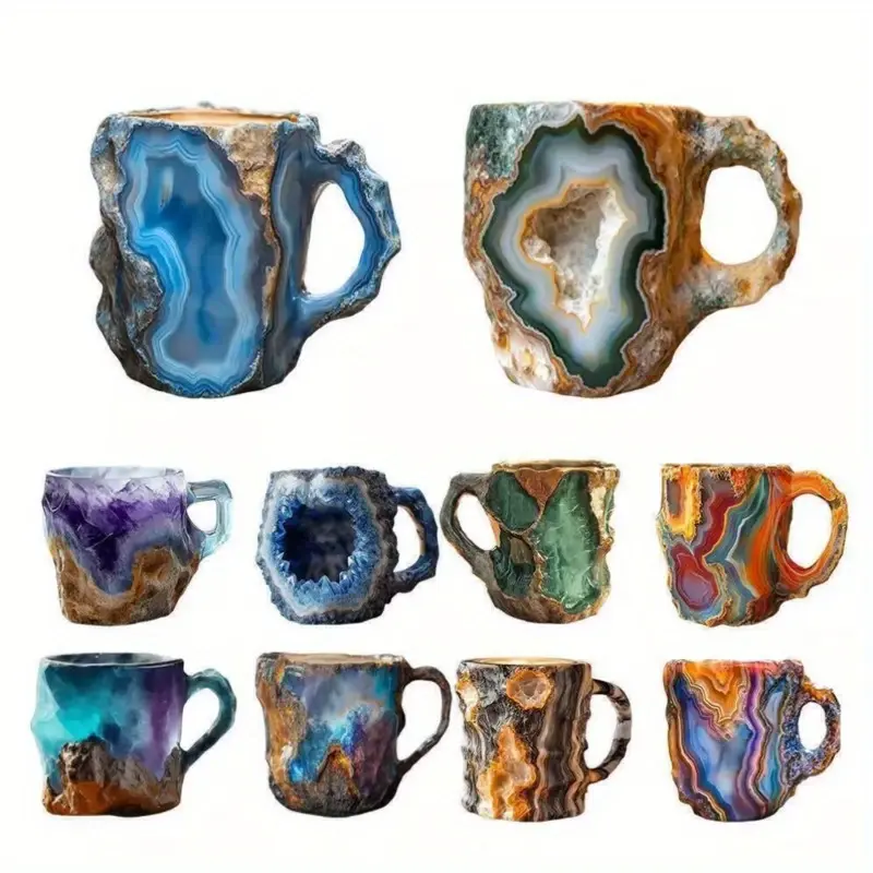 1pc Handmade Mineral AI Crystal Coffee Cups - Elegant Translucent Drinkware for Coffee, Reusable, Heat-Resistant, Hand Wash Only, Unique Gift for Home or Office, Resin Material, Crystal Design, Perfect for Coffee Bar Accessories