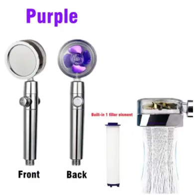 BEST 360 Degrees Rotation Turbo Fan Shower Head High Pressure Water Saving Spray Adjustable Showerhead Filters Bathroom Accessories 3