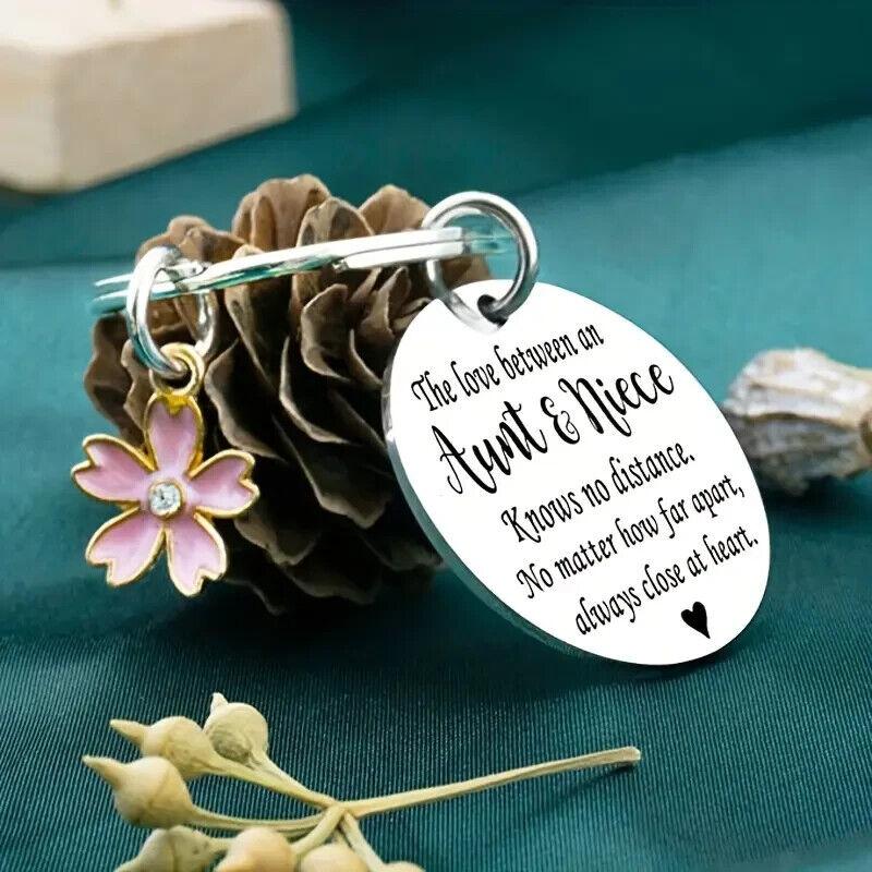 Aunt & Niece Engraved Keyring Stainless Steel Cute Keychain Keepsake Gift For Aunties Nieces Birthday 2