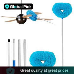 Ceiling Fan Cleaner Duster with Extension Pole, 1 Set Dust Removal Brush, Removable and Washable Microfiber Ceiling and Fan Duster, Extendable Microfiber Duster, Interior Cleaning Supplies, House Accessories, House Cleaning Tools, Home Cleaning Products