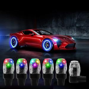 Car Tire Valve Light, Rechargeable Waterproof LED Car Wheel Light, Tire Valve Stem Cap Lamp, Automotive Decoration Accessories for Car SUV Truck Motorcycle Bike