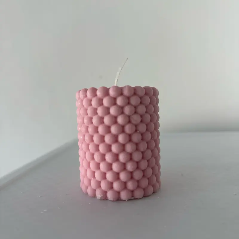 Pink Bubble Cylinder Scented Candle - Emboquet Decor Ornaments Wedding Anniversary Gift 2
