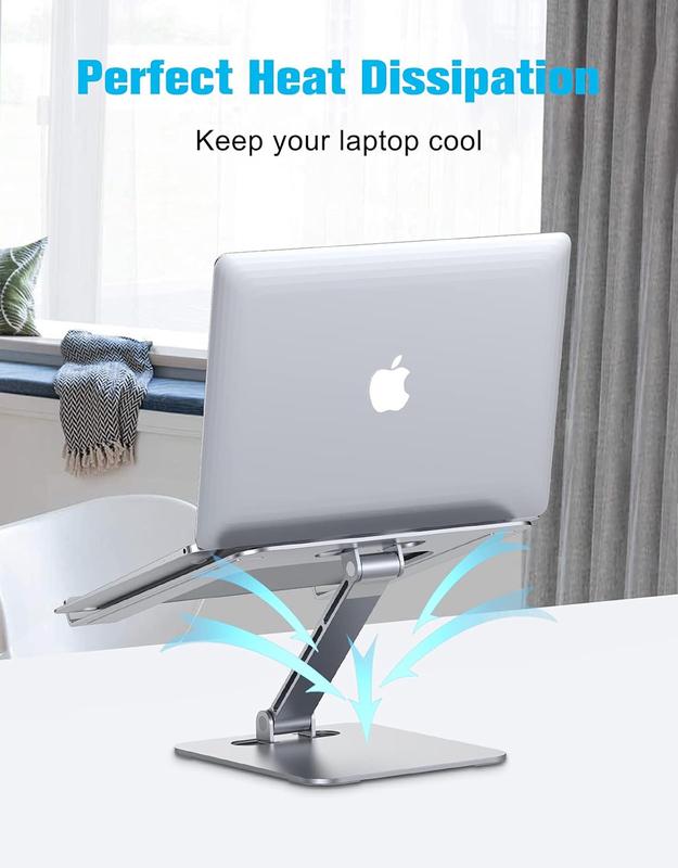 Laptop Stand Lap Desk, Ergonomic Foldable Computer Stand with Adjustable Height, Ventilated Aluminium Alloy Riser Compatible with MacBook Air, Pro, All 10-16" Laptops (Silver) 1