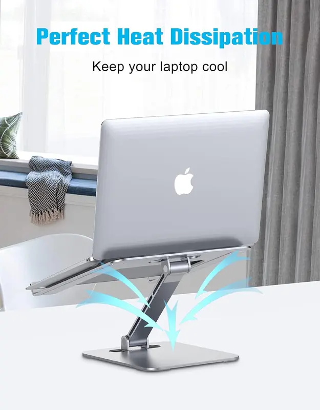 Laptop Stand Lap Desk, Ergonomic Foldable Computer Stand with Adjustable Height, Ventilated Aluminium Alloy Riser Compatible with MacBook Air, Pro, All 10-16" Laptops (Silver) 1