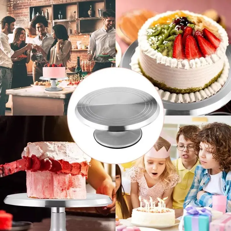 Cake Turntable 12'' Aluminum Cake Revolving Stand Holder Cake Baking Decor Tool Bakeware Utensils 6