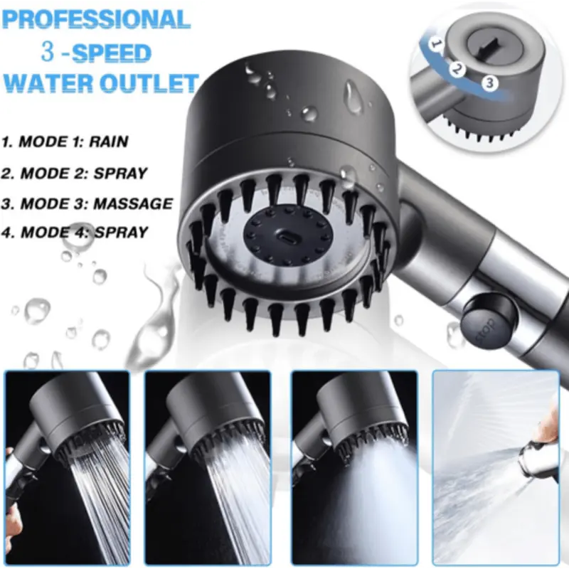 Shower Head with Filter and 3 Modes, Handheld High Pressure Spray for Scalp and Skin, Ideal for Low Flow, Water Saving Upgrade 6