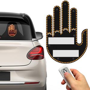 Car Gesture Light, Car LED Sign Finger Light, Fun Emoticon Light, Decorative Light For Car, Window LED Sticker, Car Accessories Gift For Driver, Decal