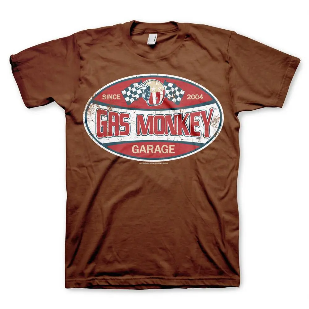 Gas Monkey Garage T-Shirt Since 2004 GMG Fast n Loud Official New Brown