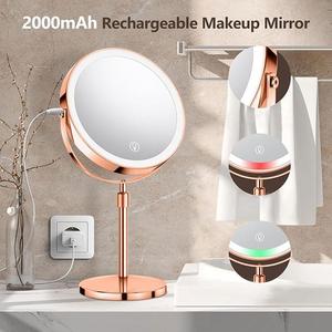 8 Inch USB Rechargeable Makeup Mirror, 3 Color Temperature Adjustment Mirror, 360° Rotating Double Sided Mirror, Best Gift for Your Girlfriend and Best Friend