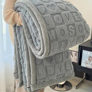 Letter Pattern Blanket, Soft Comfortable Warm Throw Blanket, Air-conditioned Room Blanket, Warm Nap Blanket for Home & Office & Travel