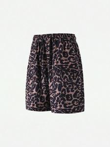 Men's Leopard Print Drawstring Waist Shorts, Casual Loose Breathable Thin Shorts for Summer, Fashion Men's Bottoms for Beach Vacation