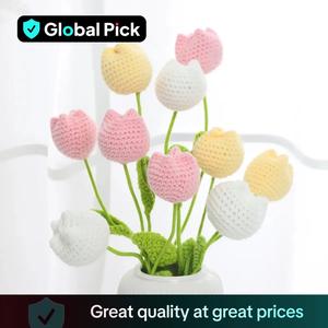 Crochet Tulip without Vase, 10/20/30pcs Artificial Flower Bouquet, Tulip Shaped Home Decor Supplies for Living Room Bedroom Dining Room Wedding Party, Decorative Flowers