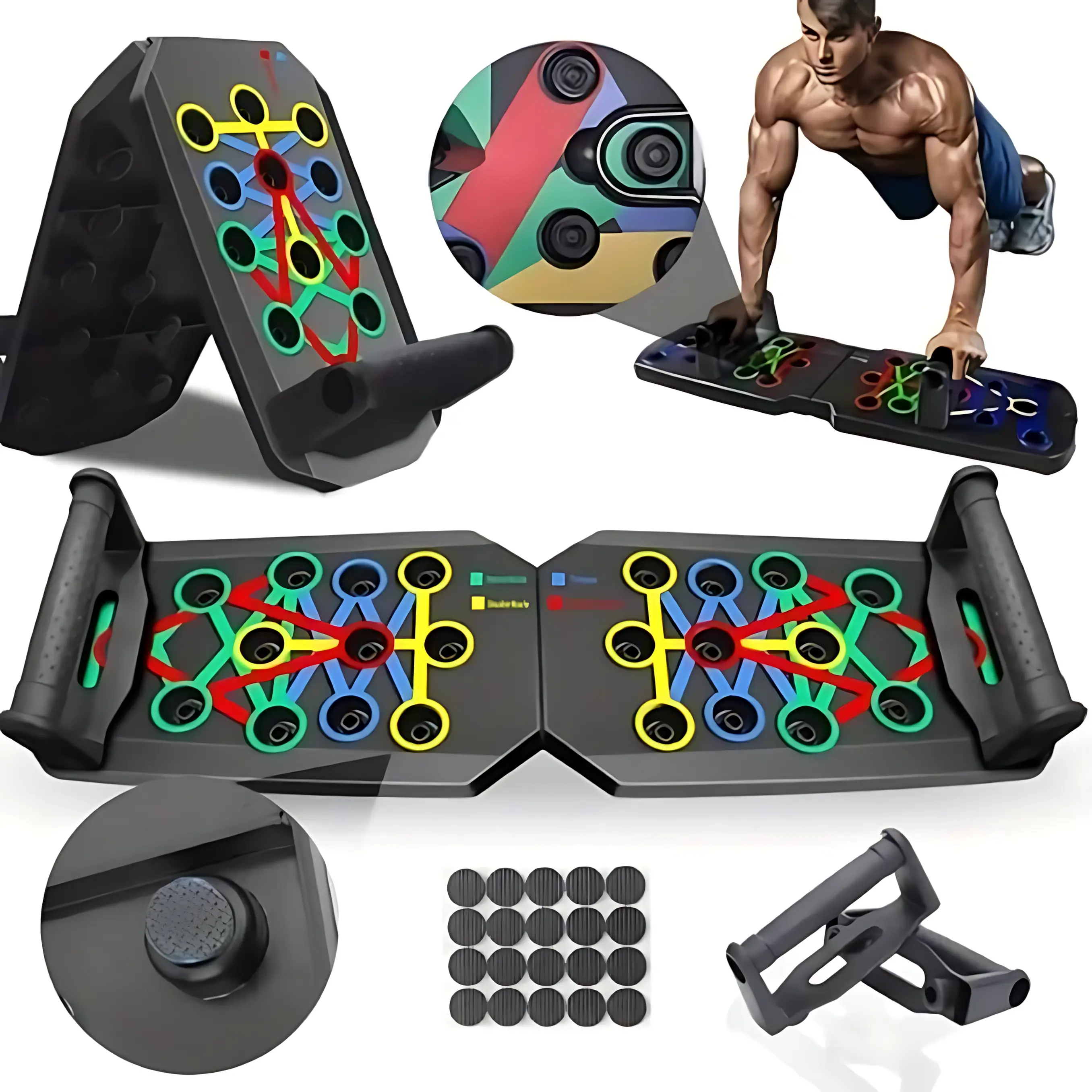 14-in-1 Multifunctional Push-Up Board – Portable Home Gym Equipment for Full-Body Workout & Strength Training Counting Cordless Jump Rope, Twisting discs for Contouring- for Muscle Training and Stretching, Aerobics, Fat Loss and Sculpting for Man&Women