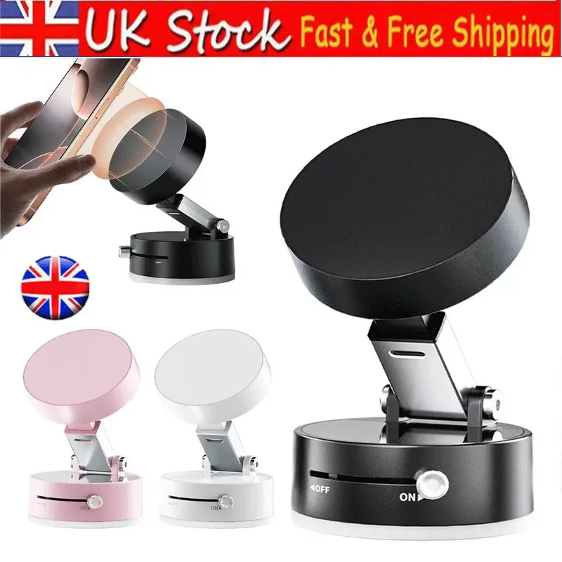360° Magnetic Car Phone Holder Vacuum Suction Dashboard Mount with Dual Magnetic Base for Drivers, 360 Rotation & Anti Slip Design 0