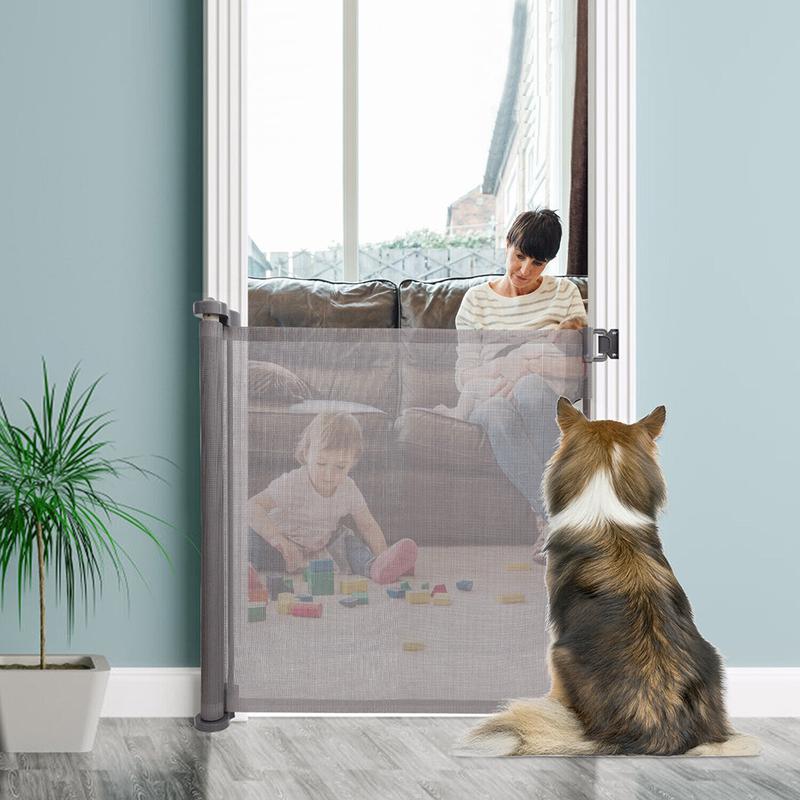 33-Inch Extra Tall Retractable Baby Gates, 59" Wide, Black/Grey Mesh, Banister Mount, Baby & Dog Gate for Stairs, Doorways 3