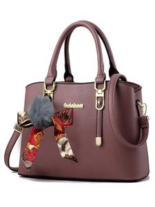 Women's Elegant Solid Color Handbag, Fashionable Pu Leather Crossbody Bag with Pom Pom Charm, Casual Trendy Versatile High-quality Daily Commuting Bag