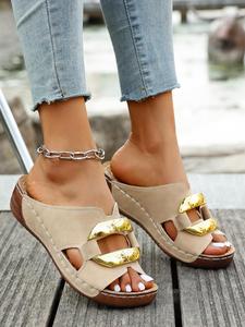 Women's Fashionable Metal Buckle Open Toe Sandals, Casual Comfortable Platform Sandals for Beach Vacation, All-match Commuter Shoes for Work & Daily Wear, Soft Bottom Sandals, Fashionable Comfy Sandals, Summer Footwear