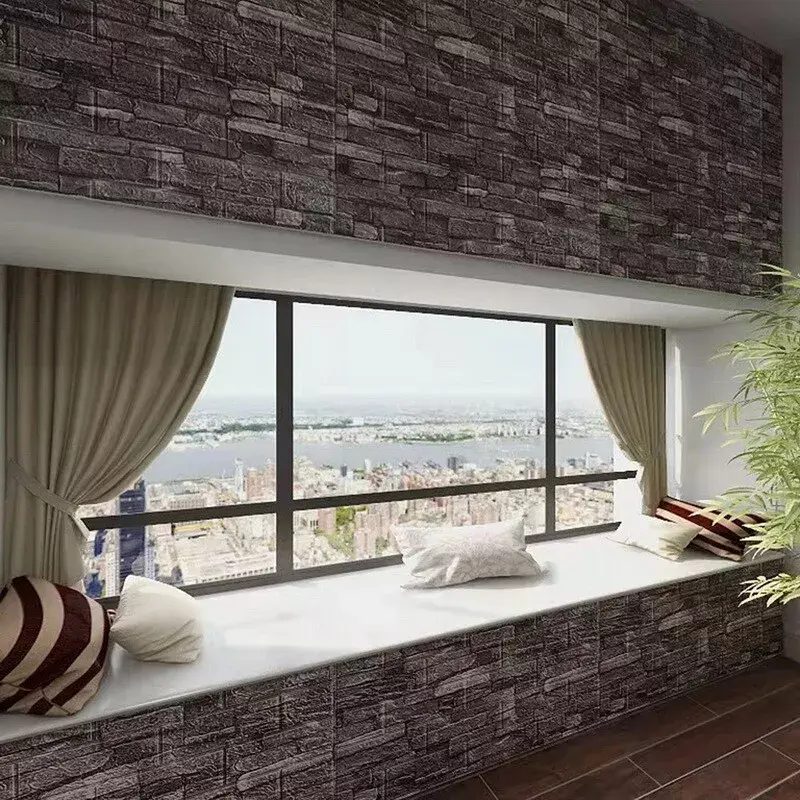 10PCS 3D Tile Brick Wall Sticker Self-adhesive Wallpaper Waterproof Foam Panel 4