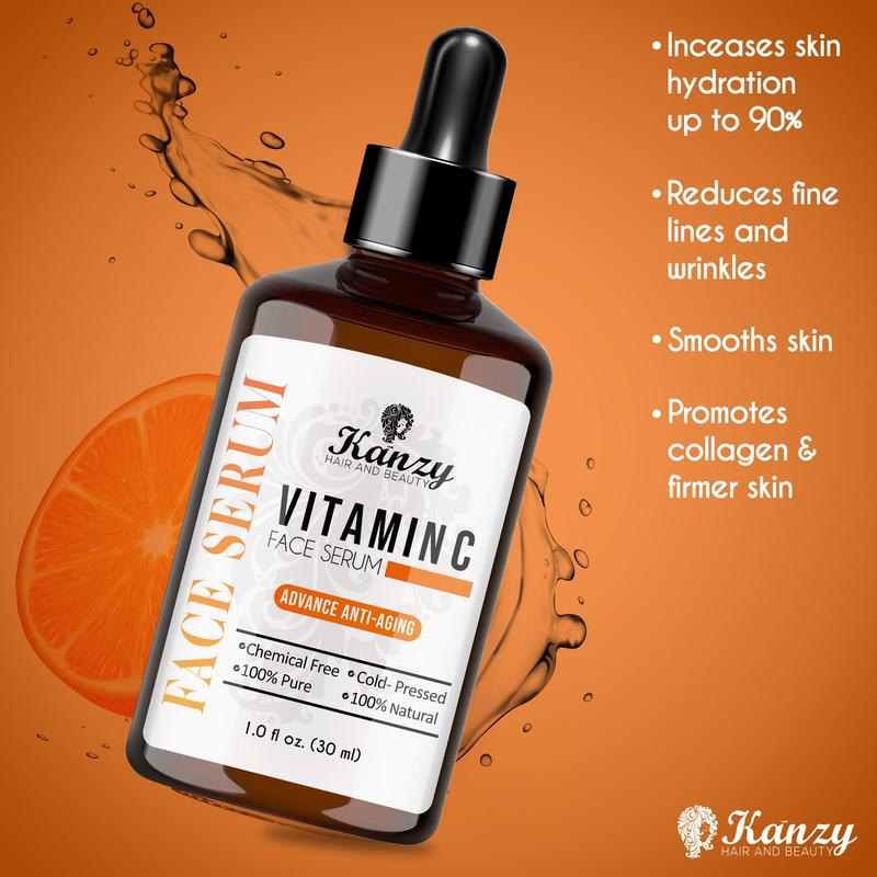 Kanzy Vitamin C Serum for Face with 20% Hyaluronic Acid 30 ml Discoloration Correcting Serum for Even Tone Complexion to Boost Skin Collagen and Elasticity Face Serum for Women & Men 4