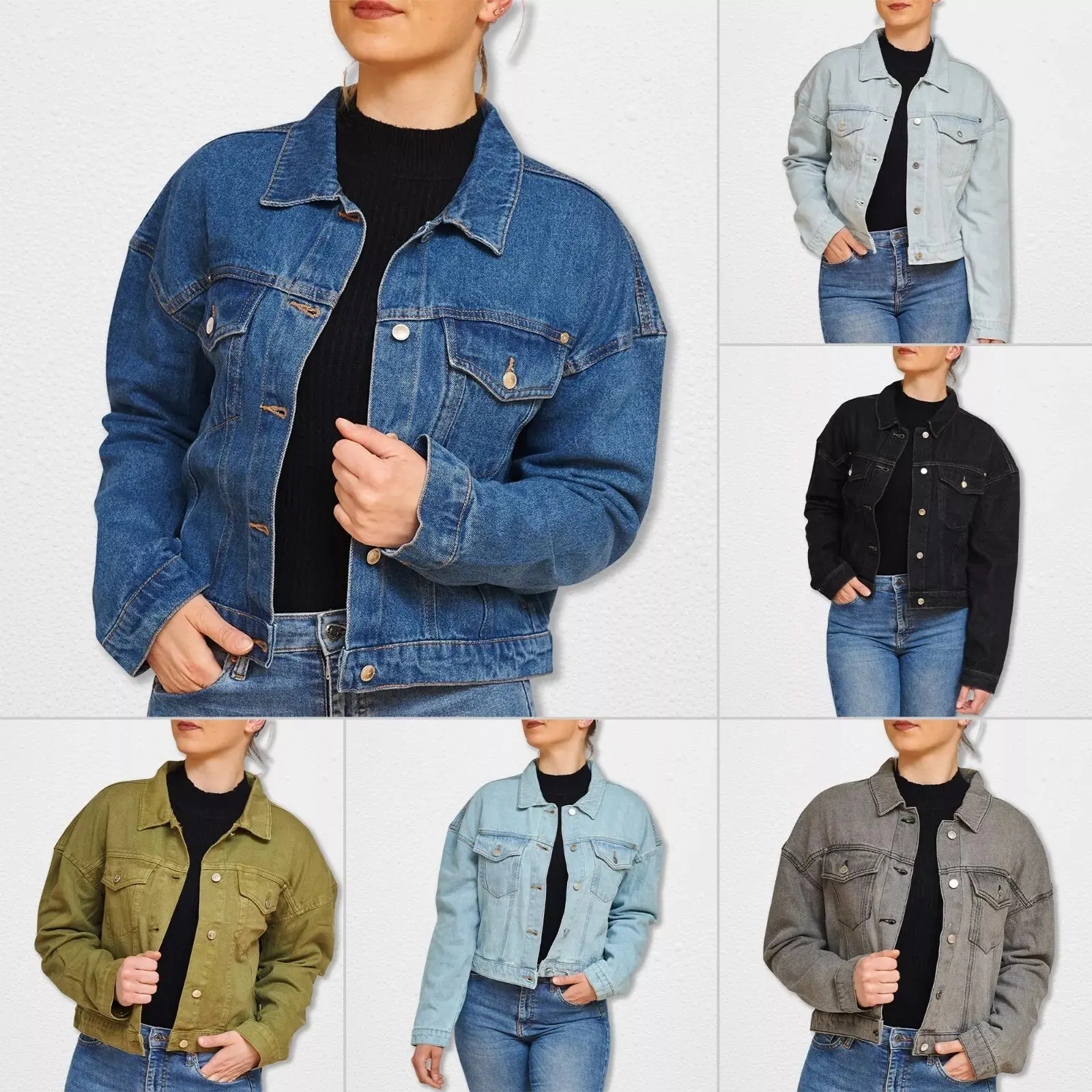 Womens Denim Jacket Plus Size Coat Outwear Ladies Warm Jacket Jeans Overcoat Top, Sizes XS-3XL