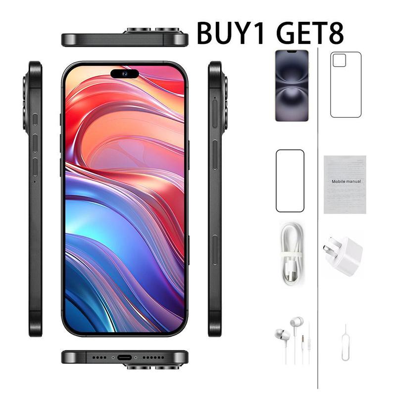 Exclusive live streaming-2025 new mobile phone 6.8-inch 6800mAh battery black and white gray gold 256GB Android smartphone 2