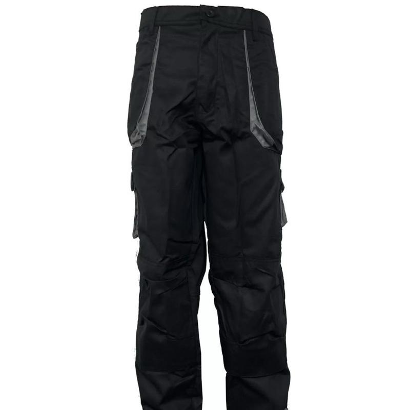 Mens Cargo Trousers Work trouser knee pad pocket Black Heavy Duty S-3XL - Pants, Menswear Plain 3