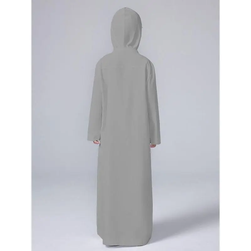 Boy's Solid Pocket Zipper Robe , Modest Hooded Long Sleeve Robe for Daily Wear, Kids Clothing for All Seasons 5