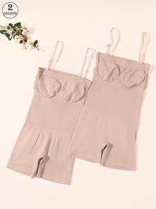 Women's Solid Color Ribbed Shapewear Bodysuit, Breathable Comfortable Shapewear Bodysuit for Daily Wear, Women's Shapewear for All Seasons