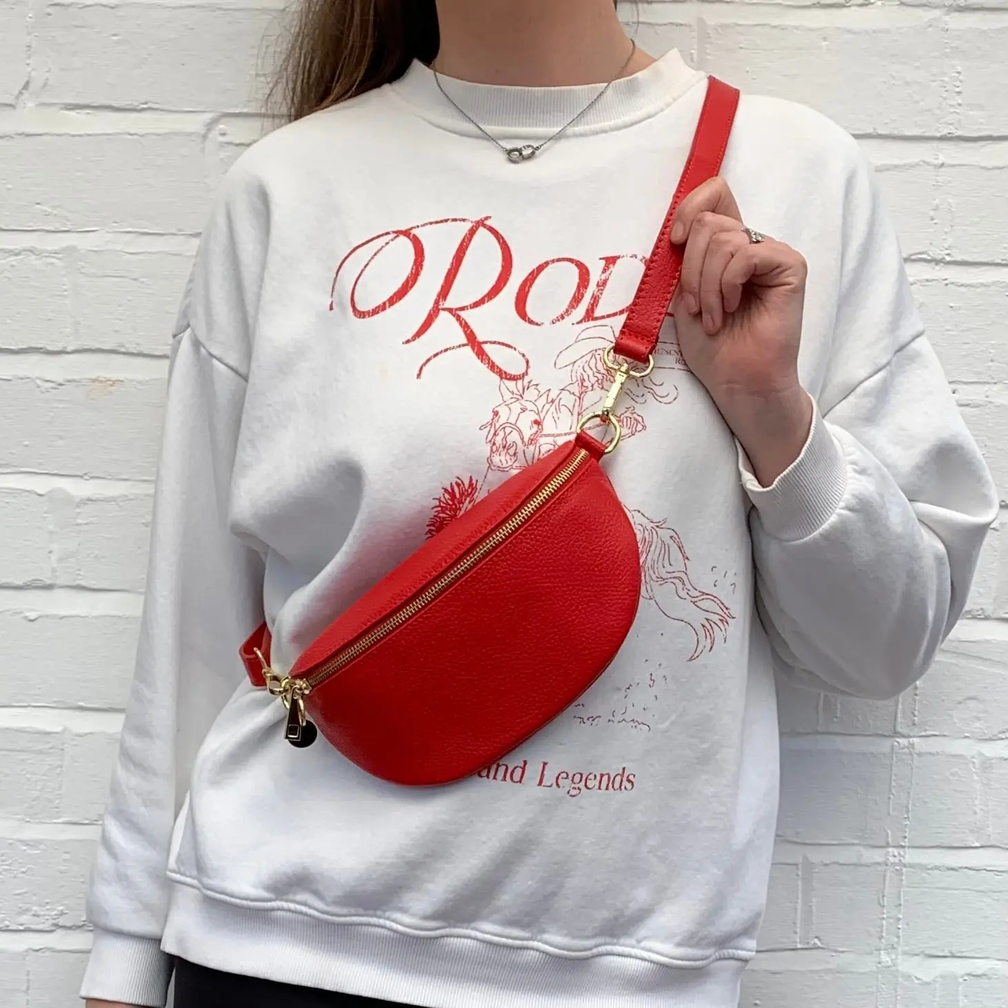 Red Leather Bum Bag - Aurora