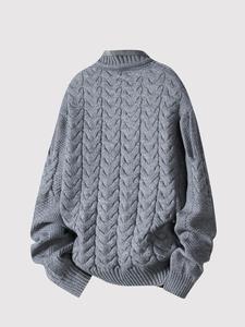 Men's Solid Color Cable Knit 2 IN 1 Sweater, Casual Long Sleeve Jumper for Spring & Fall, Fashion Men's Knitwear for Daily Wear