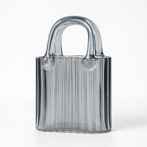 Glass Handbag Shape Vase, Use for Storage, Home Decor