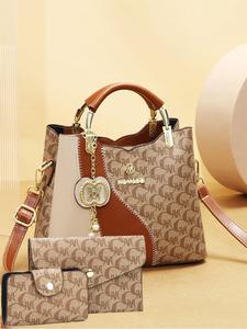 Women's Fashionable All Over Letters Print Handbag & Wallet, Mother's Day Gifts, Casual Versatile Shoulder Bag & Wallet, Trendy High-quality Daily Commuting Bag Set