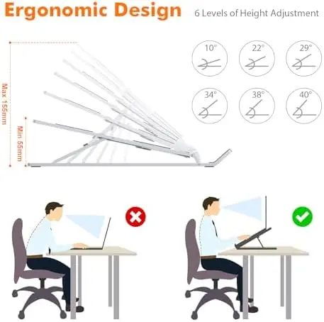 Adjustable Laptop Riser for Desk, Portable Laptop Stand with 6 Angle Adjustment 1