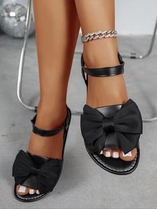 Women's Cute Bowknot Design Lightweight White Flat Sandals, Unique Bohemian Trending Sandals, Casual Comfortable Bow Decor Sandals for Summer, All-match Shoes for Daily Wear, Classy Sandals, Elegant Fashionable Sandals