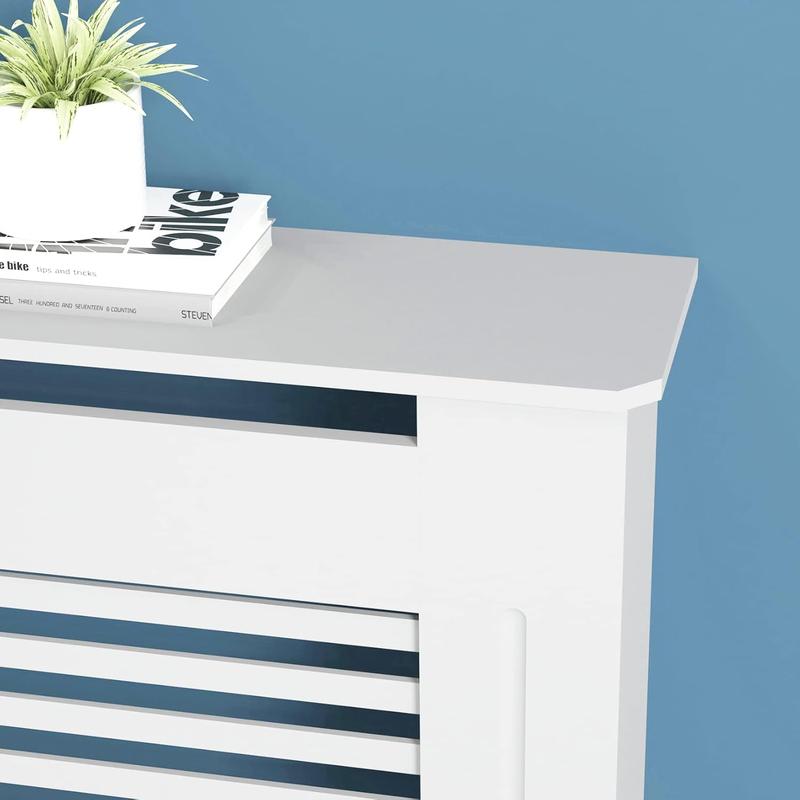 NEW Radiator Cover Wood Cabinet: External 92cm Height White Extra Large Heater Covers Inner Heights 90cm Horizontal Slats Modern Tall Radiator Shelf Thicken MDF Wooden Kitchen Bedroom 3