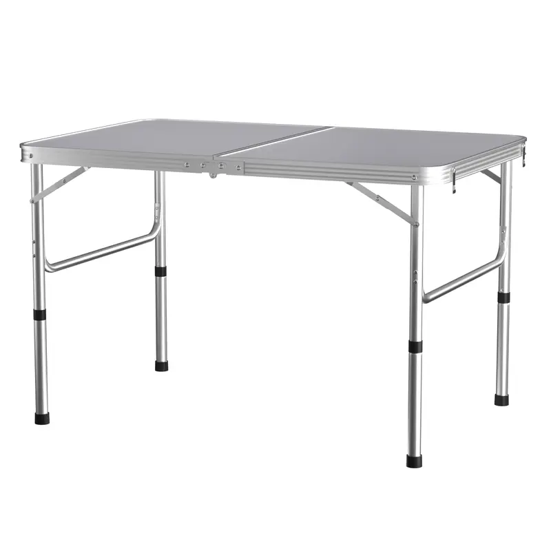 3FT/90cm Folding Table Heavy Duty Aluminium Foldable Portable Adjustable Height Lightweight with Carry Handle and Non-Slip Rubber feet for Camping Indoor Kitchen, Dinner, Catering, Buffet and Garden,White-(90x60x37/67cm) 8