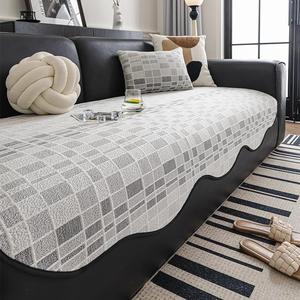 Plaid Pattern Sofa Cover, 1 Count Soft Comfortable Sofa Mat, Durable Sofa Protector for Home Living Room Bedroom, Home Decor