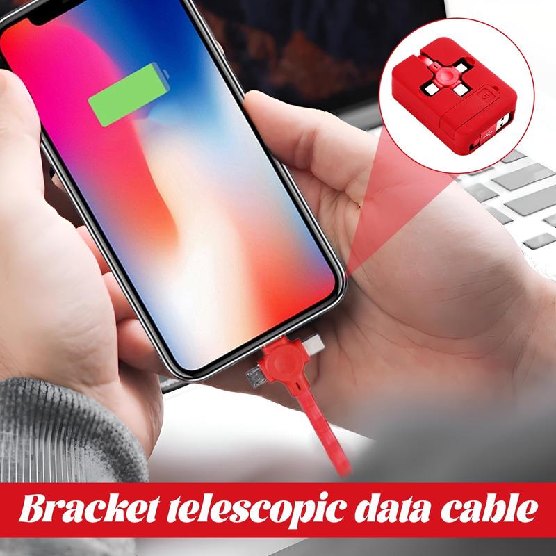 Qianeffort 3A Retractable Phone Charger,Multi Retractable Charger,Retractable Multi Phone Charger USB Cable,3 in 1 Charging Cable Phone Stand for Laptops Tablets Mobile Phones 3