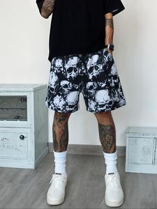 Men's Regular Fit Skull Print Boxer Briefs, Casual Comfy Breathable Underwear for Daily Wear, Mens Underwear for Summer