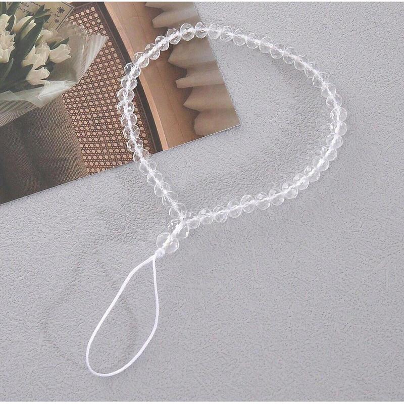 Black Crystal Beaded Phone Charm Strap Mobile Lanyard Girls Keys Wrist Holder 2